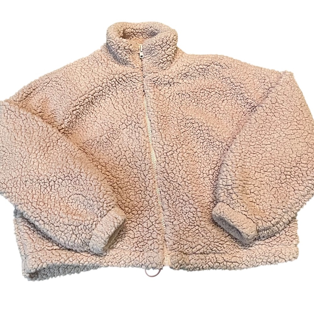 Urban Outfitters Pink Cropped Teddy Fleece Jacket size XS